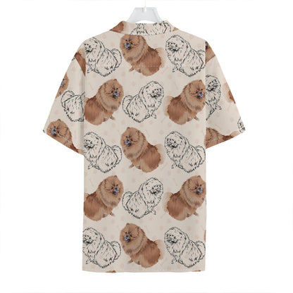 Cute Pomeranian Pattern Print Hawaiian Shirt