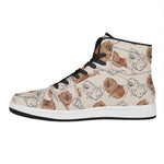 Cute Pomeranian Pattern Print High Top Leather Sneakers
