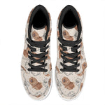 Cute Pomeranian Pattern Print High Top Leather Sneakers