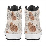 Cute Pomeranian Pattern Print High Top Leather Sneakers