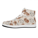 Cute Pomeranian Pattern Print High Top Leather Sneakers