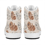 Cute Pomeranian Pattern Print High Top Leather Sneakers