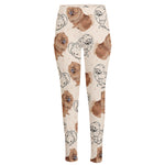 Cute Pomeranian Pattern Print High-Waisted Pocket Leggings