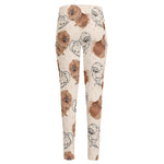 Cute Pomeranian Pattern Print High-Waisted Pocket Leggings