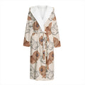 Cute Pomeranian Pattern Print Hooded Bathrobe