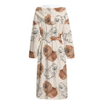 Cute Pomeranian Pattern Print Hooded Bathrobe
