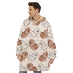 Cute Pomeranian Pattern Print Hoodie Blanket
