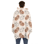 Cute Pomeranian Pattern Print Hoodie Blanket