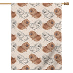 Cute Pomeranian Pattern Print House Flag