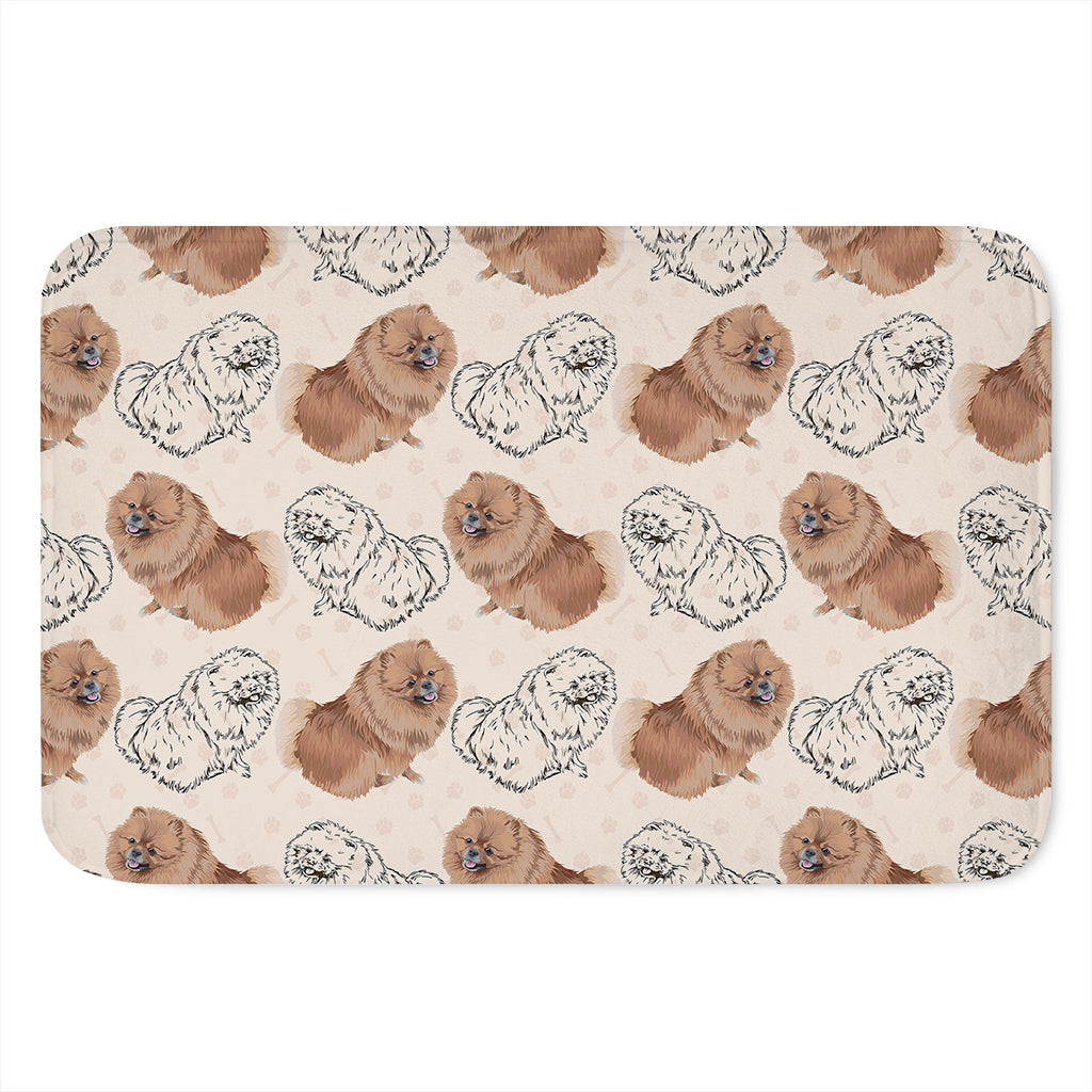 Cute Pomeranian Pattern Print Indoor Door Mat