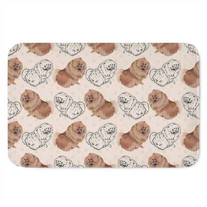 Cute Pomeranian Pattern Print Indoor Door Mat