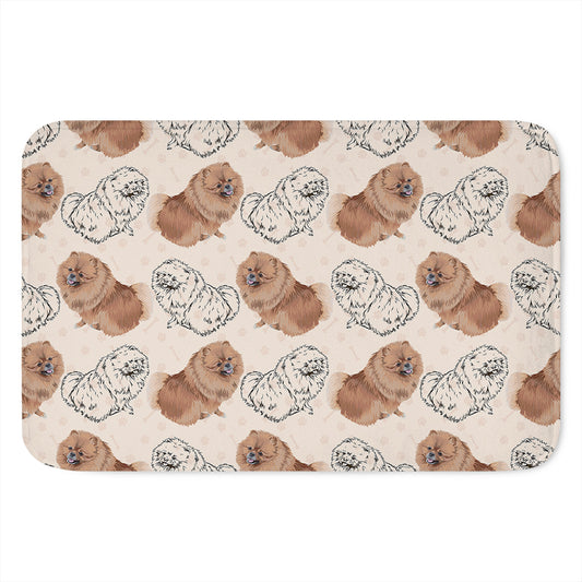 Cute Pomeranian Pattern Print Indoor Door Mat