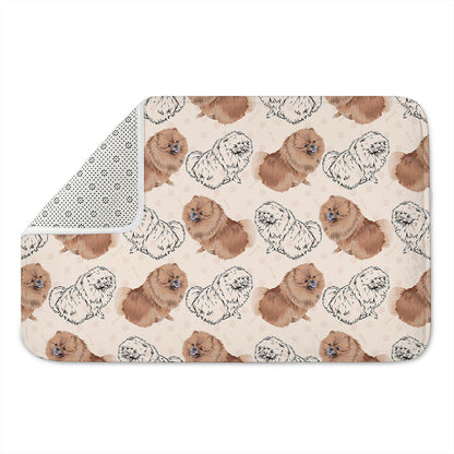 Cute Pomeranian Pattern Print Indoor Door Mat