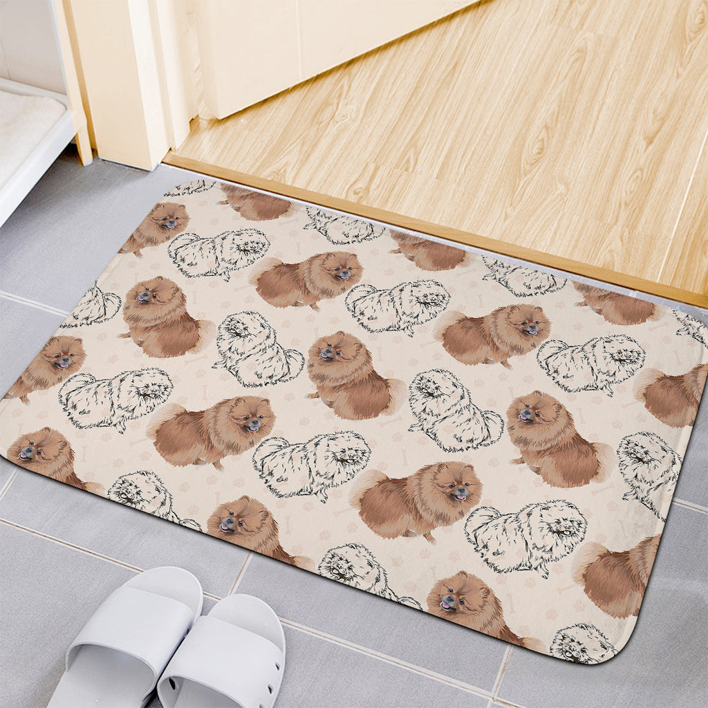 Cute Pomeranian Pattern Print Indoor Door Mat