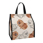 Cute Pomeranian Pattern Print Insulated Lunch Tote