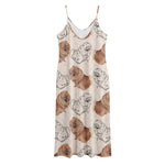 Cute Pomeranian Pattern Print Jersey Midi Cami Dress