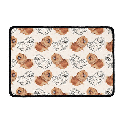 Cute Pomeranian Pattern Print Kitchen Mat