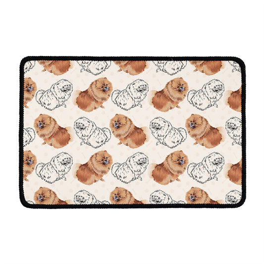 Cute Pomeranian Pattern Print Kitchen Mat