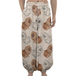 Cute Pomeranian Pattern Print Lantern Pants