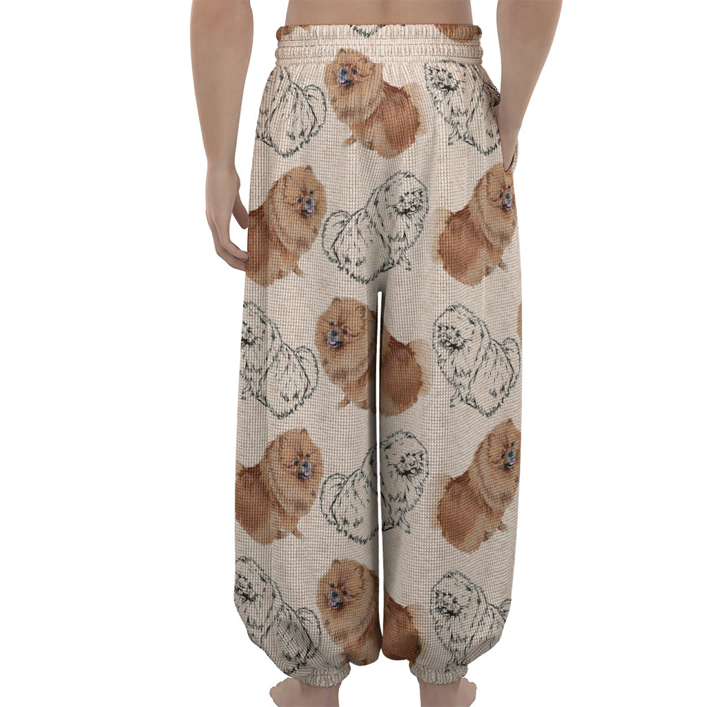 Cute Pomeranian Pattern Print Lantern Pants