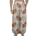 Cute Pomeranian Pattern Print Lantern Pants