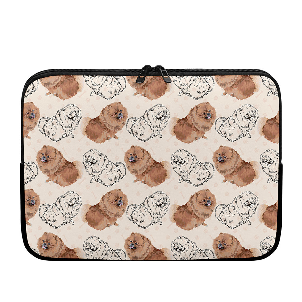 Cute Pomeranian Pattern Print Laptop Sleeve