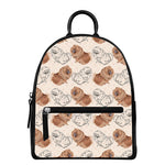 Cute Pomeranian Pattern Print Leather Backpack