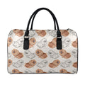 Cute Pomeranian Pattern Print Leather Duffel Bag