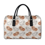 Cute Pomeranian Pattern Print Leather Duffle Bag