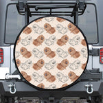 Cute Pomeranian Pattern Print Leather Spare Tire Cover