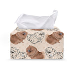 Cute Pomeranian Pattern Print Leather Tissue Box Cover