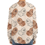 Cute Pomeranian Pattern Print Long Sleeve Baseball Jersey