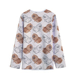 Cute Pomeranian Pattern Print Long Sleeve Short Coat