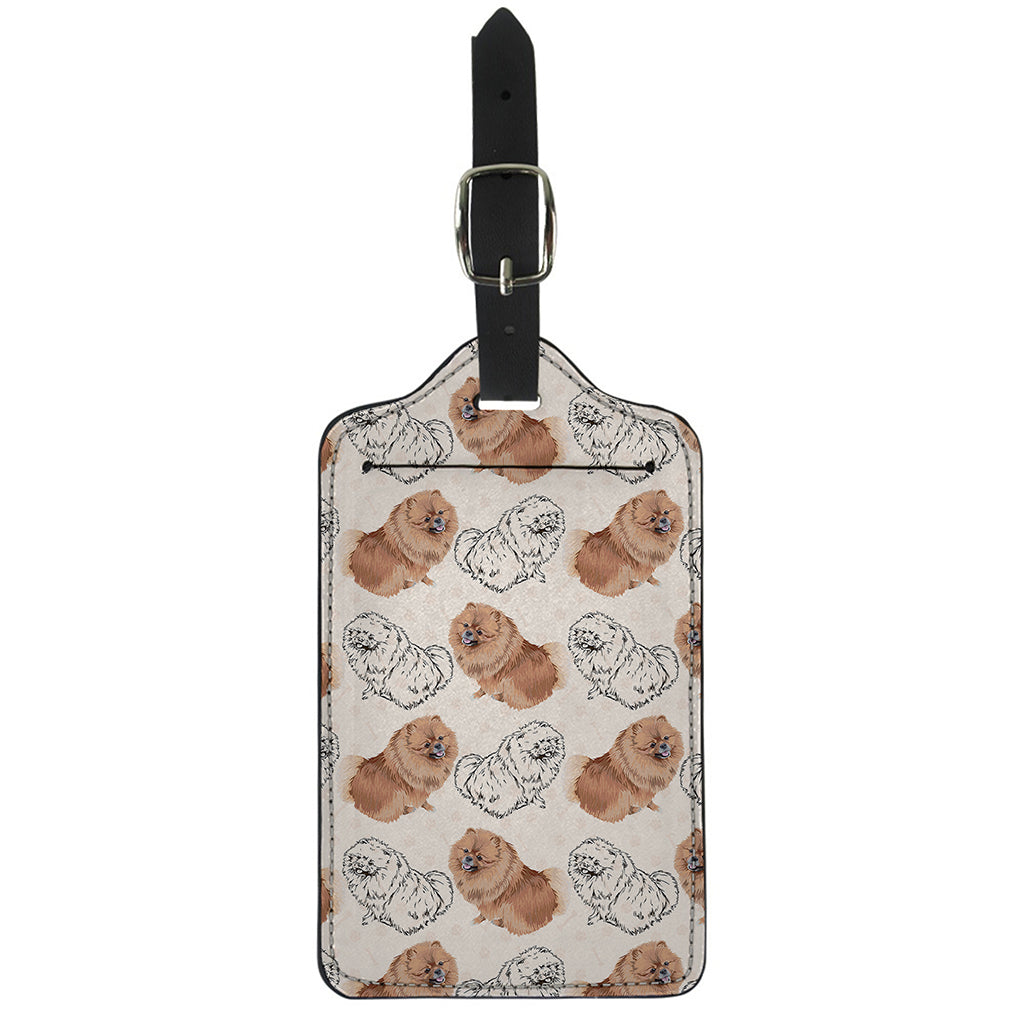Cute Pomeranian Pattern Print Luggage Tag