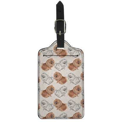 Cute Pomeranian Pattern Print Luggage Tag