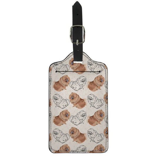 Cute Pomeranian Pattern Print Luggage Tag