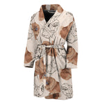 Cute Pomeranian Pattern Print Men's Bathrobe