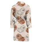 Cute Pomeranian Pattern Print Men's Bathrobe