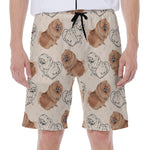Cute Pomeranian Pattern Print Men's Beach Shorts