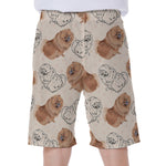 Cute Pomeranian Pattern Print Men's Beach Shorts