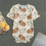 Cute Pomeranian Pattern Print Men's Bodysuit