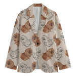 Cute Pomeranian Pattern Print Men's Cotton Blazer
