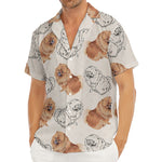 Cute Pomeranian Pattern Print Men's Deep V-Neck Shirt