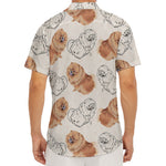 Cute Pomeranian Pattern Print Men's Deep V-Neck Shirt