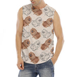 Cute Pomeranian Pattern Print Men's Fitness Tank Top