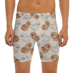 Cute Pomeranian Pattern Print Men's Long Boxer Briefs