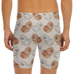 Cute Pomeranian Pattern Print Men's Long Boxer Briefs