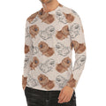 Cute Pomeranian Pattern Print Men's Long Sleeve Rash Guard