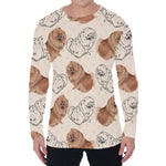 Cute Pomeranian Pattern Print Men's Long Sleeve T-Shirt