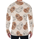 Cute Pomeranian Pattern Print Men's Long Sleeve T-Shirt